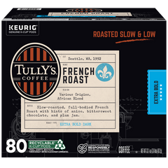 Tully's French Roast Extra Bold Coffee, Dark Roast, Keurig K-Cup Pods, 80 ct
