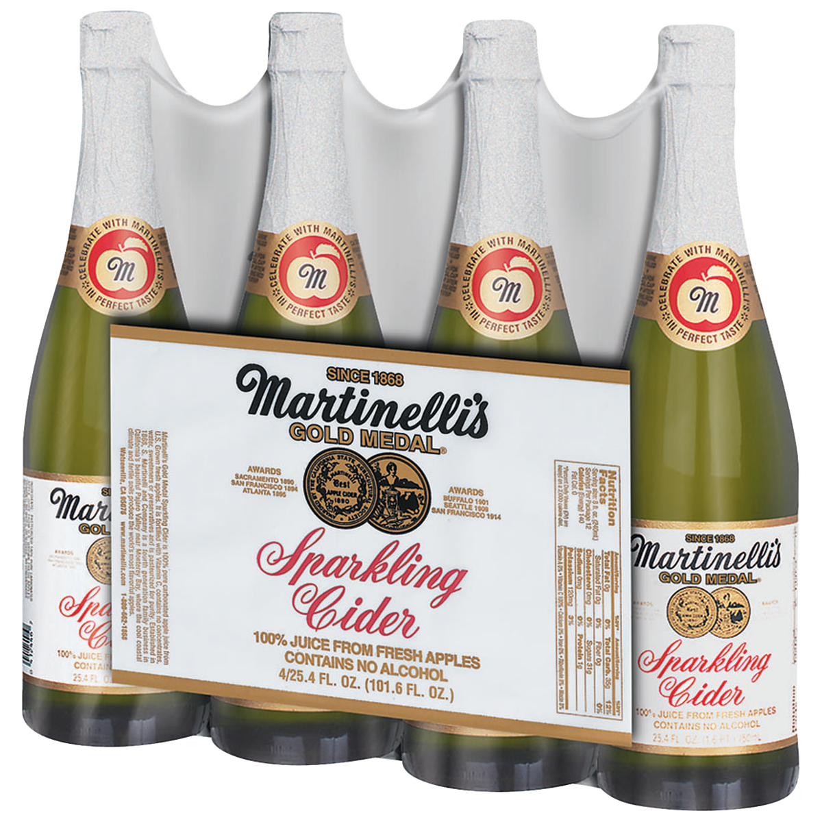 Martinelli's Sparkling Cider, Apple, 25.4 fl oz, 4 ct