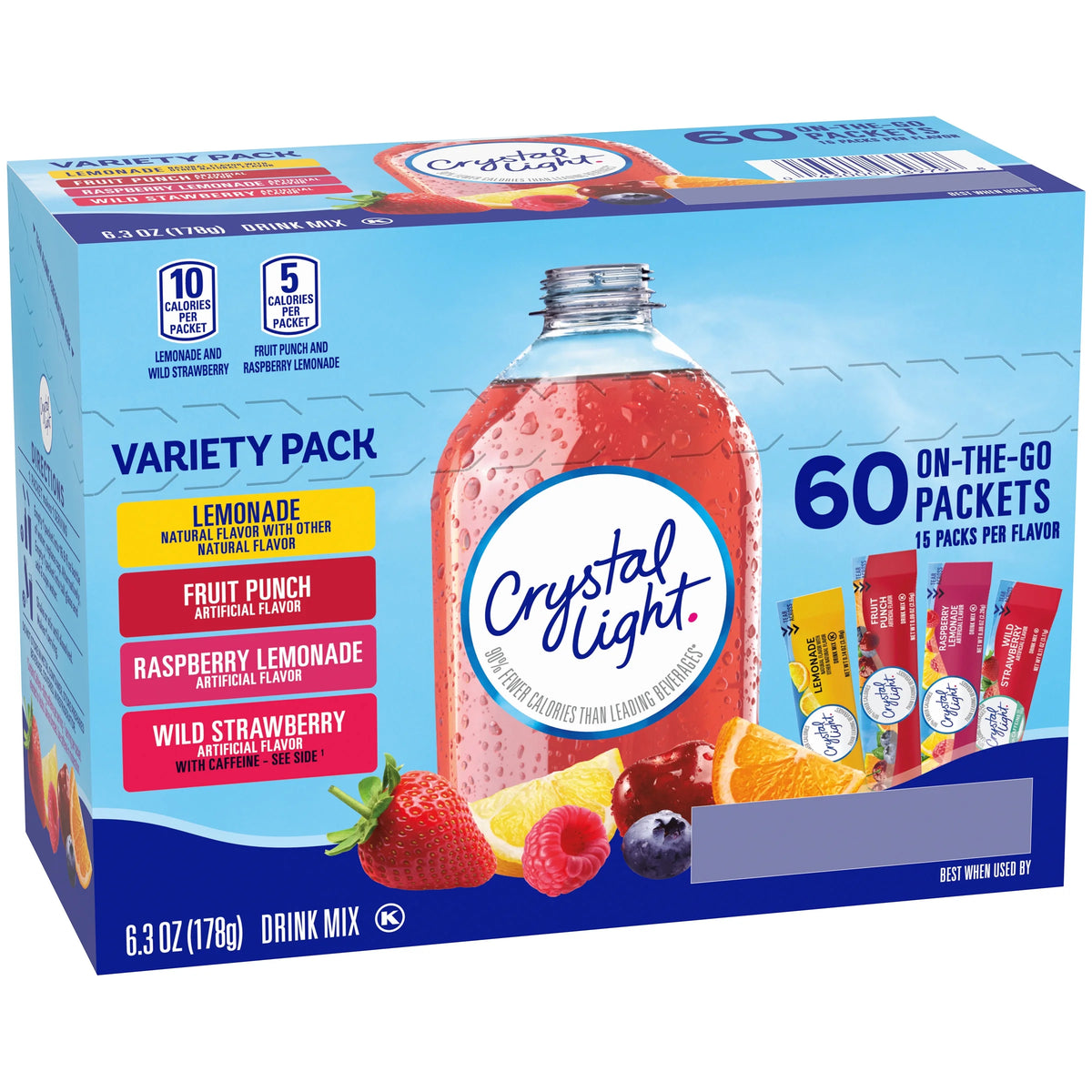 Crystal Light Drink Mix On-The-Go Packets, Variety Pack, 60 ct