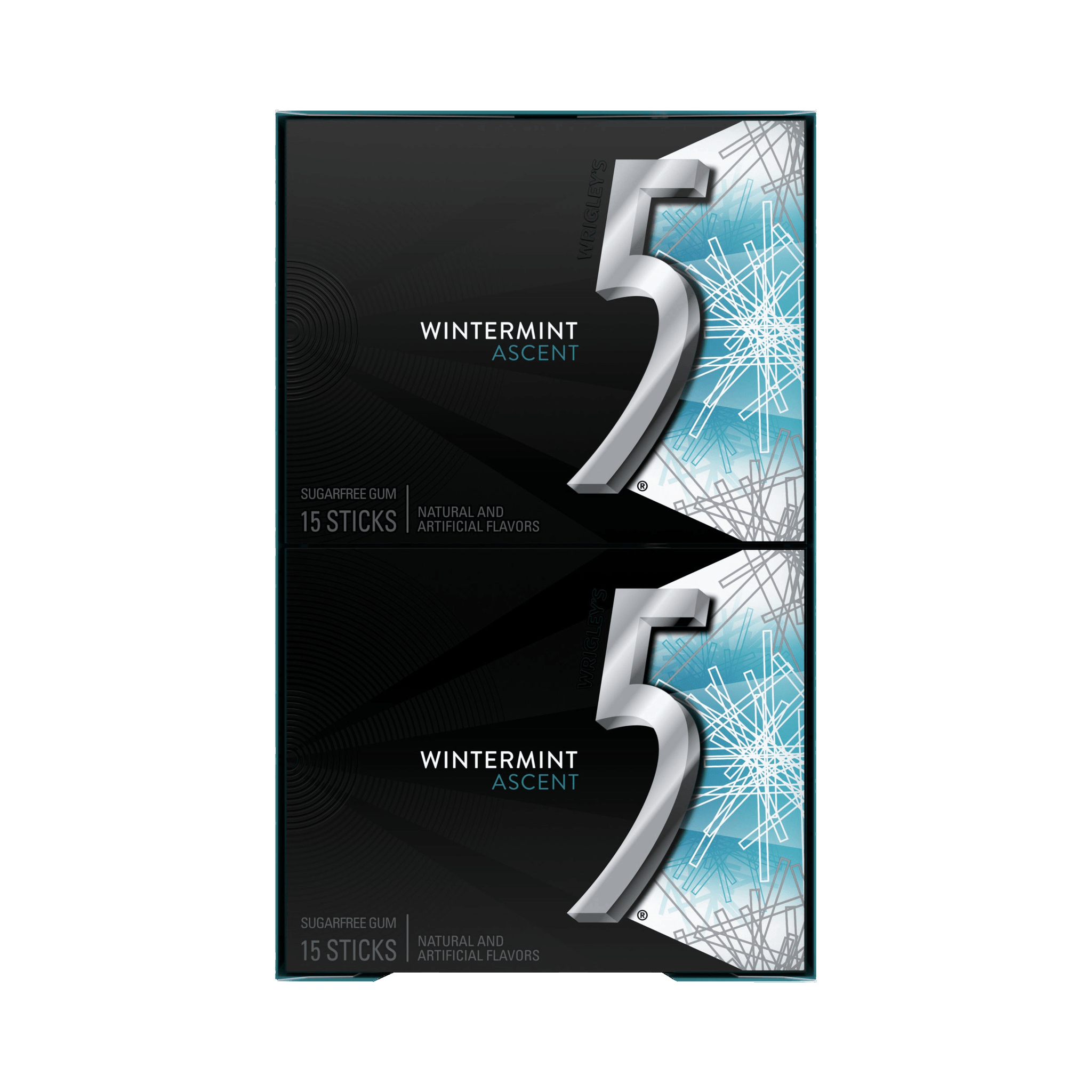 5 Gum Sugar Free Chewing Gum, Wintermint Ascent, 15 Sticks, 10 ct