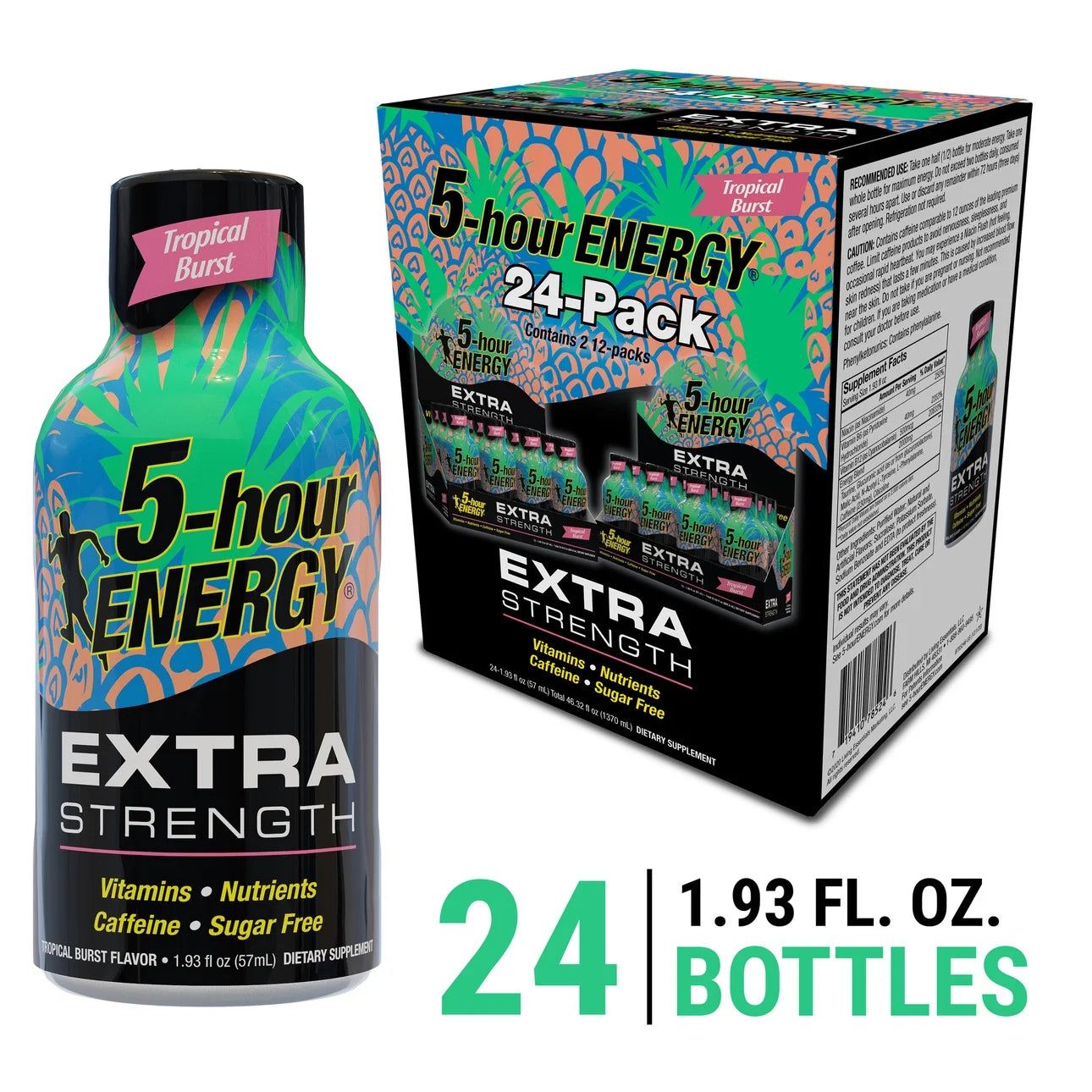 5-hour Energy Shot, Extra Strength, Tropical Burst, 1.93 fl oz, 24 ct