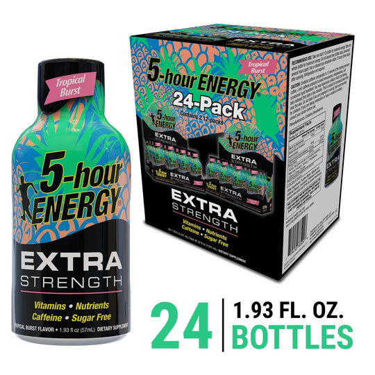 5-hour Energy Shot, Extra Strength, Tropical Burst, 1.93 fl oz, 24 ct