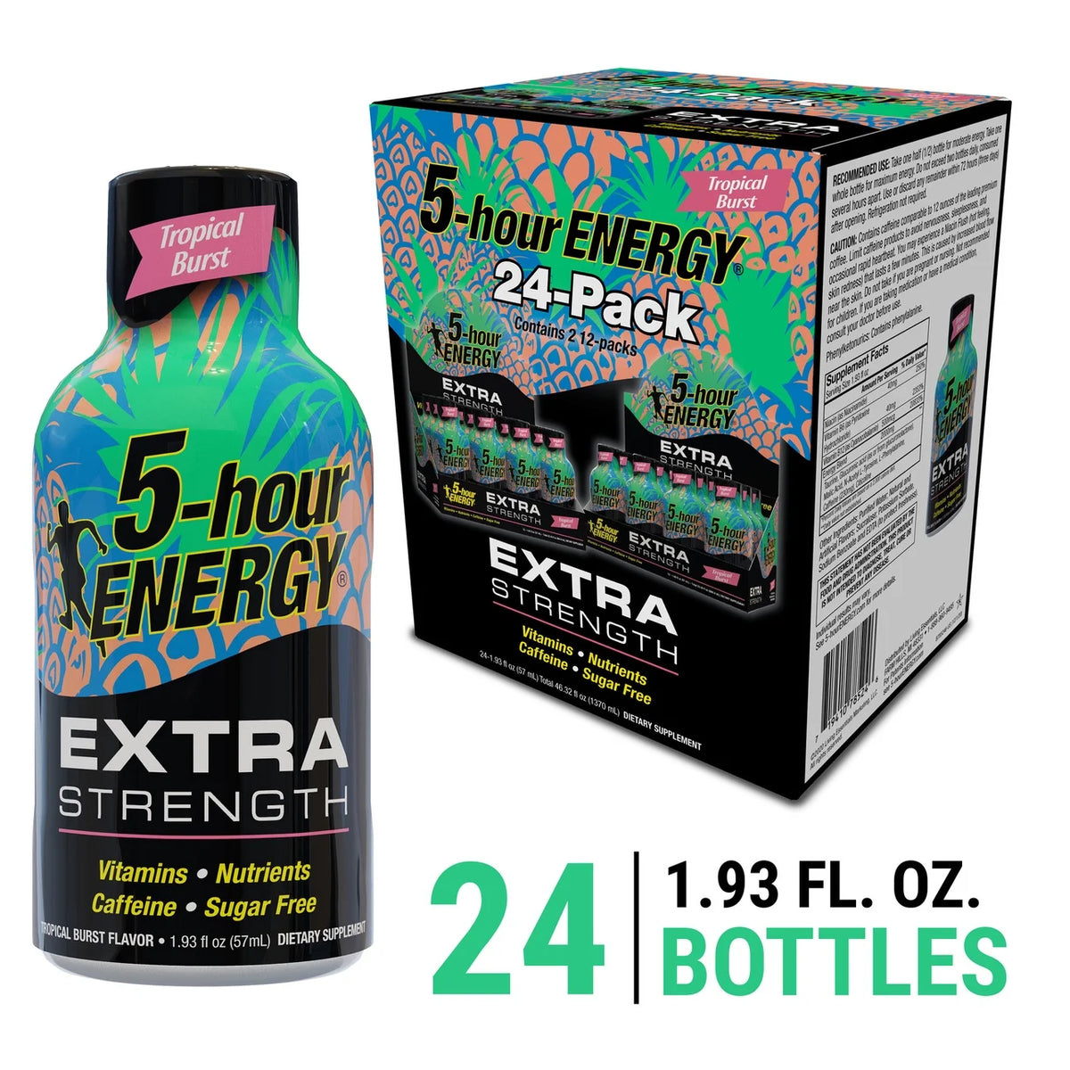 5-hour Energy Shot, Extra Strength, Tropical Burst, 1.93 fl oz, 24 ct