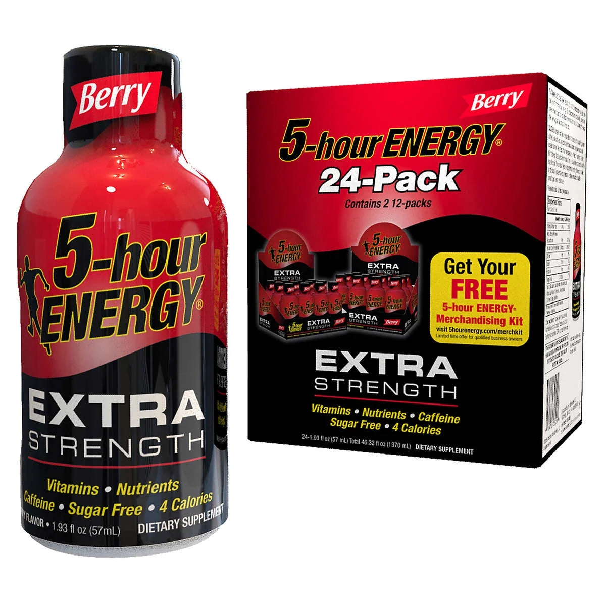 5-hour Energy Shot, Extra Strength, Berry, 1.93 fl oz, 24 ct