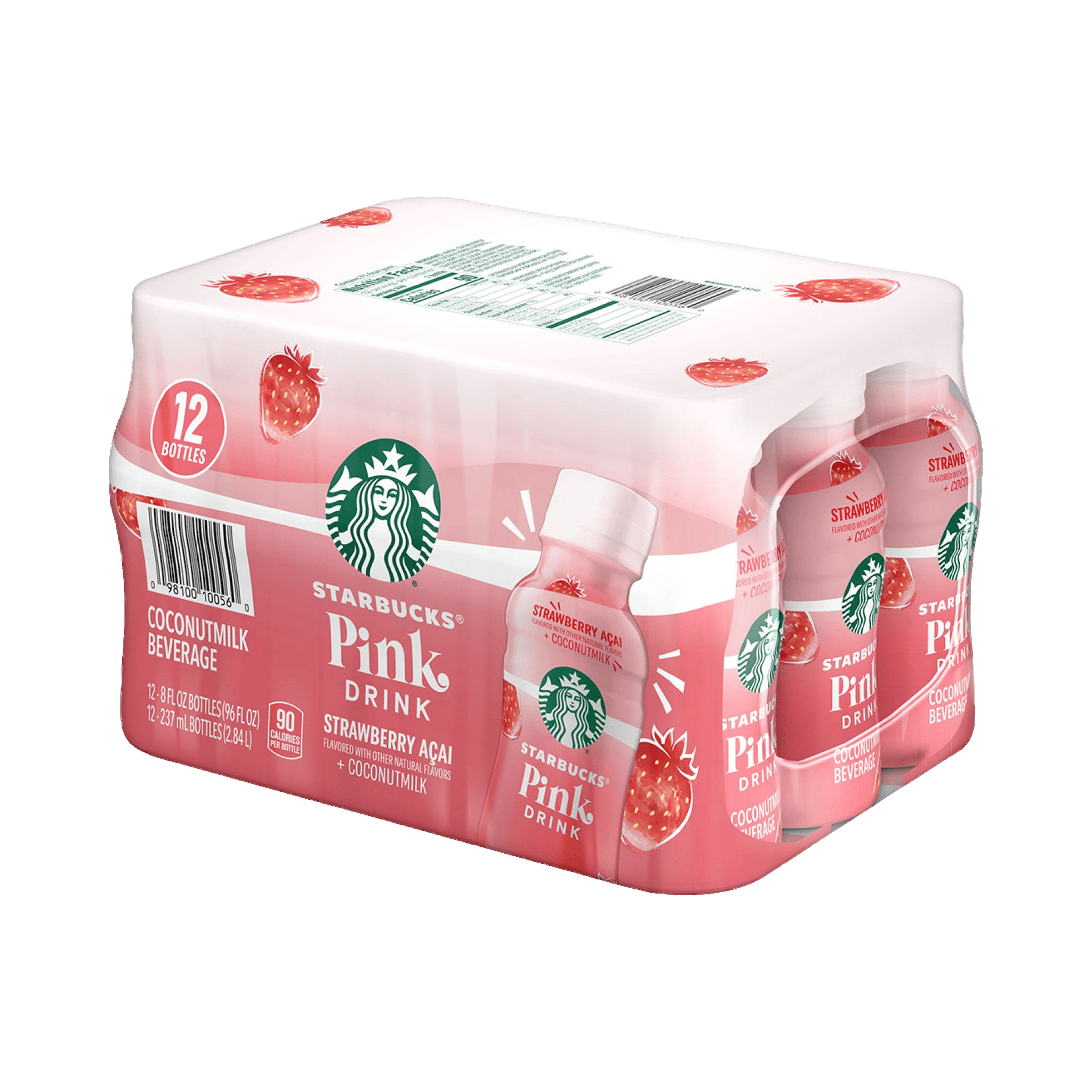 Starbucks Pink Drink Coconutmilk Beverage, Strawberry Acai, 8 fl oz, 12 ct
