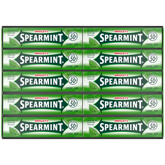 Wrigley's Spearmint Chewing Gum, Original 50 Cent Gum, 5 Sticks, 40 ct
