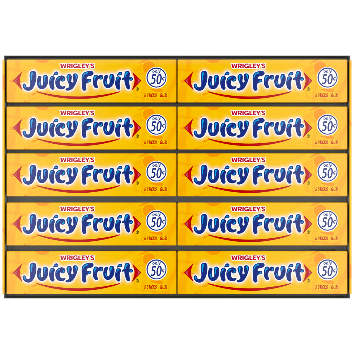Wrigley's Juicy Fruit Chewing Gum, Original, 5 Sticks, 40 ct