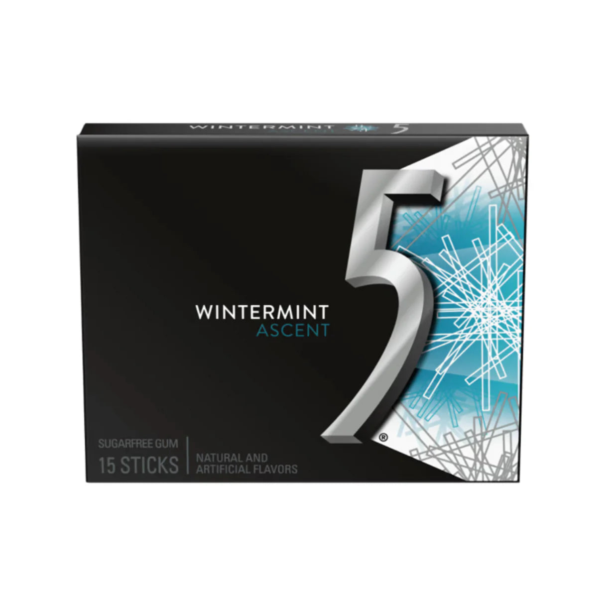 5 Gum Sugar Free Chewing Gum, Wintermint Ascent, 15 Sticks, 10 ct
