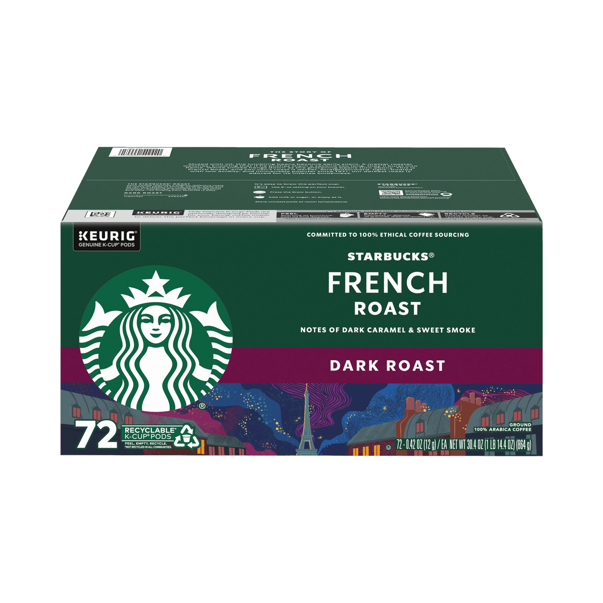 Starbucks French Roast Coffee, Dark Roast, Keurig K-Cup Pods, 72 ct