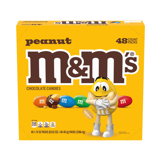 M&M'S Full Size Chocolate Candy, Peanut, 1.74 oz, 48 ct