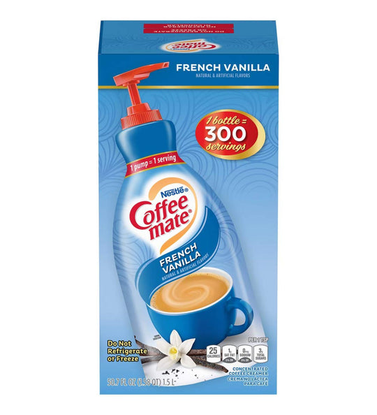 Coffee-mate Liquid Coffee Creamer, Non-Dairy, French Vanilla, 50.7 fl oz, Pump Bottle
