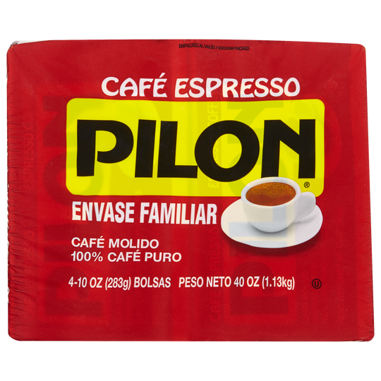 Cafe PILON Espresso Fine Ground Coffee, Dark Roast, 10 oz, 4 ct