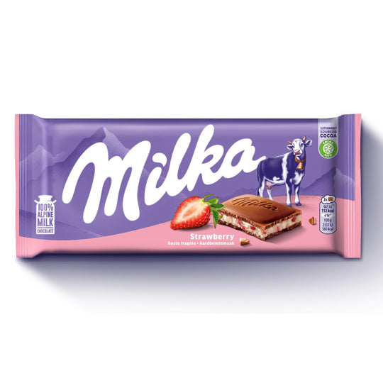 Milka Strawberry Chocolate Bar, 100g