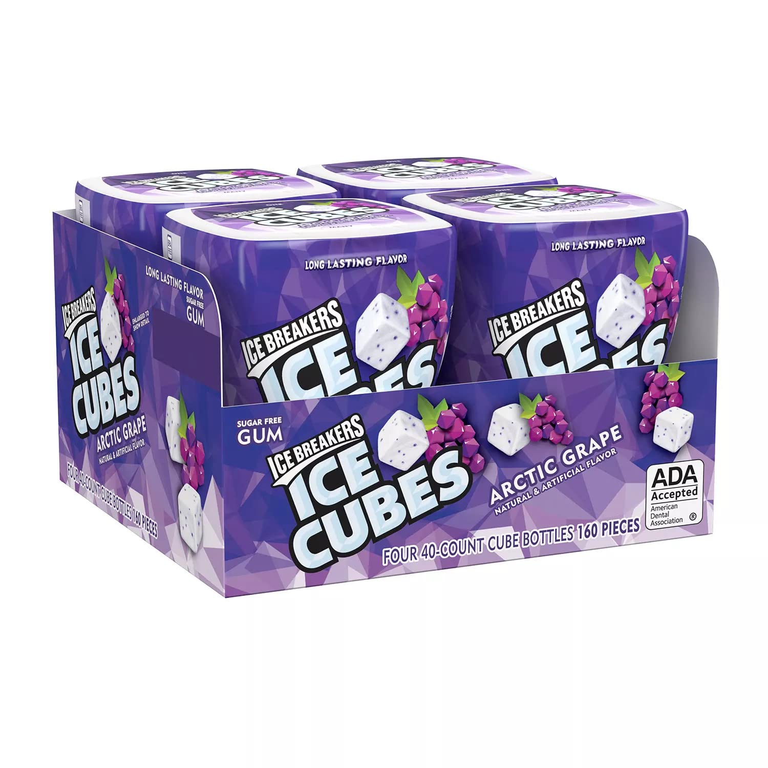 Ice Breakers Ice Cubes Sugar Free Gum, Arctic Grape, 40 Pieces, 4 ct