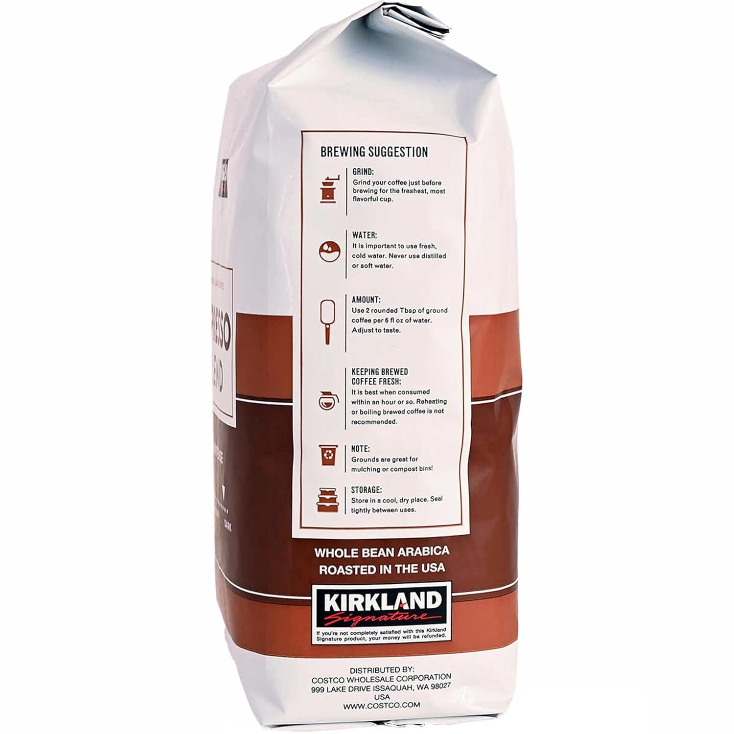 Kirkland Signature Espresso Blend Whole Bean Coffee, Dark Roast, 2.5 lbs