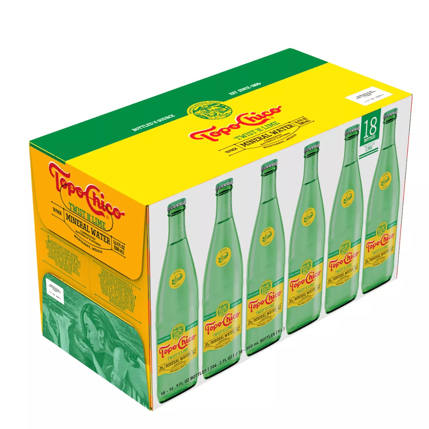 Topo Chico Carbonated Mineral Water, Twist of Lime, 16.9 fl oz, 18 ct