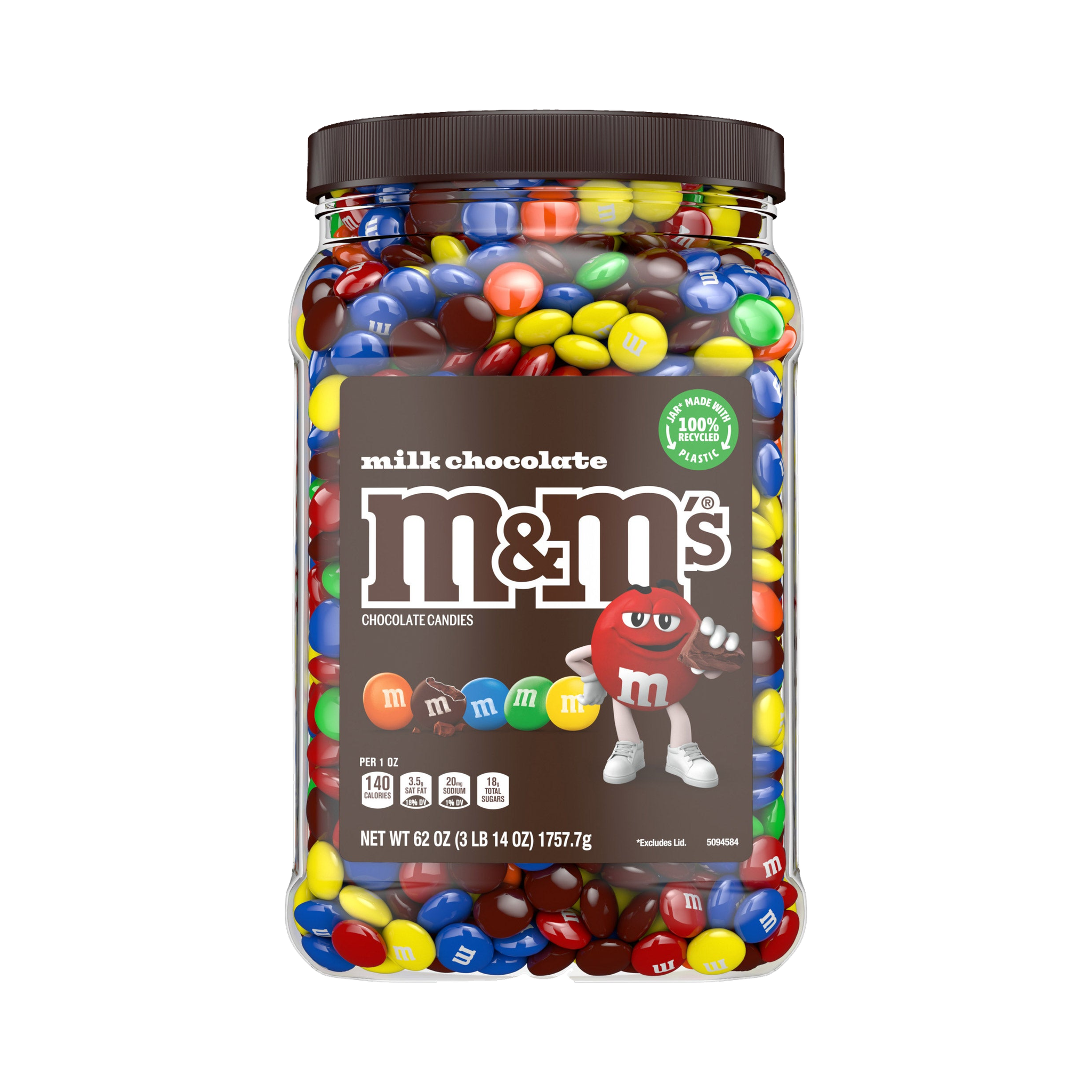 M&M'S Chocolate Candy, Milk Chocolate, 62 oz Jar