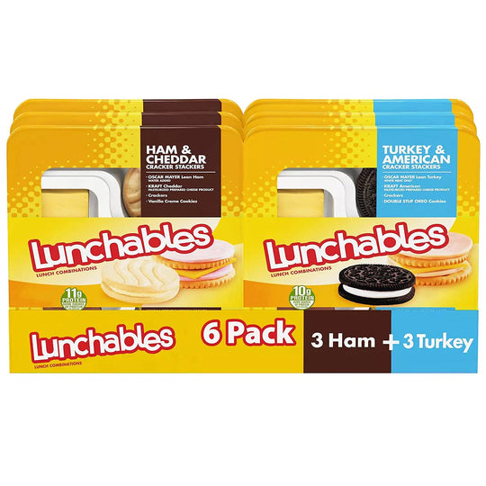 Lunchables Cracker Stackers, Ham and Turkey Variety Pack, 6 ct