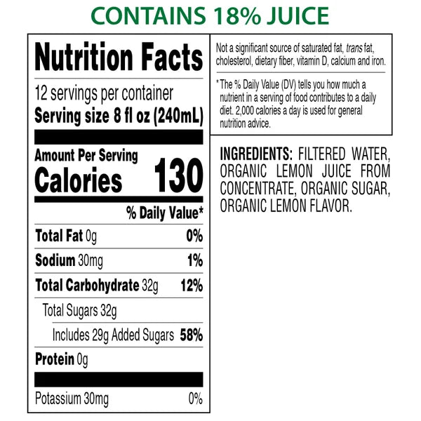 Kirkland Signature Organic Lemonade, 96 fl oz, 2 ct