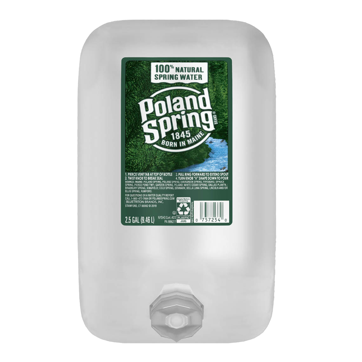 Poland Spring 100% Natural Spring Water, 2.5 Gallon, 2 ct