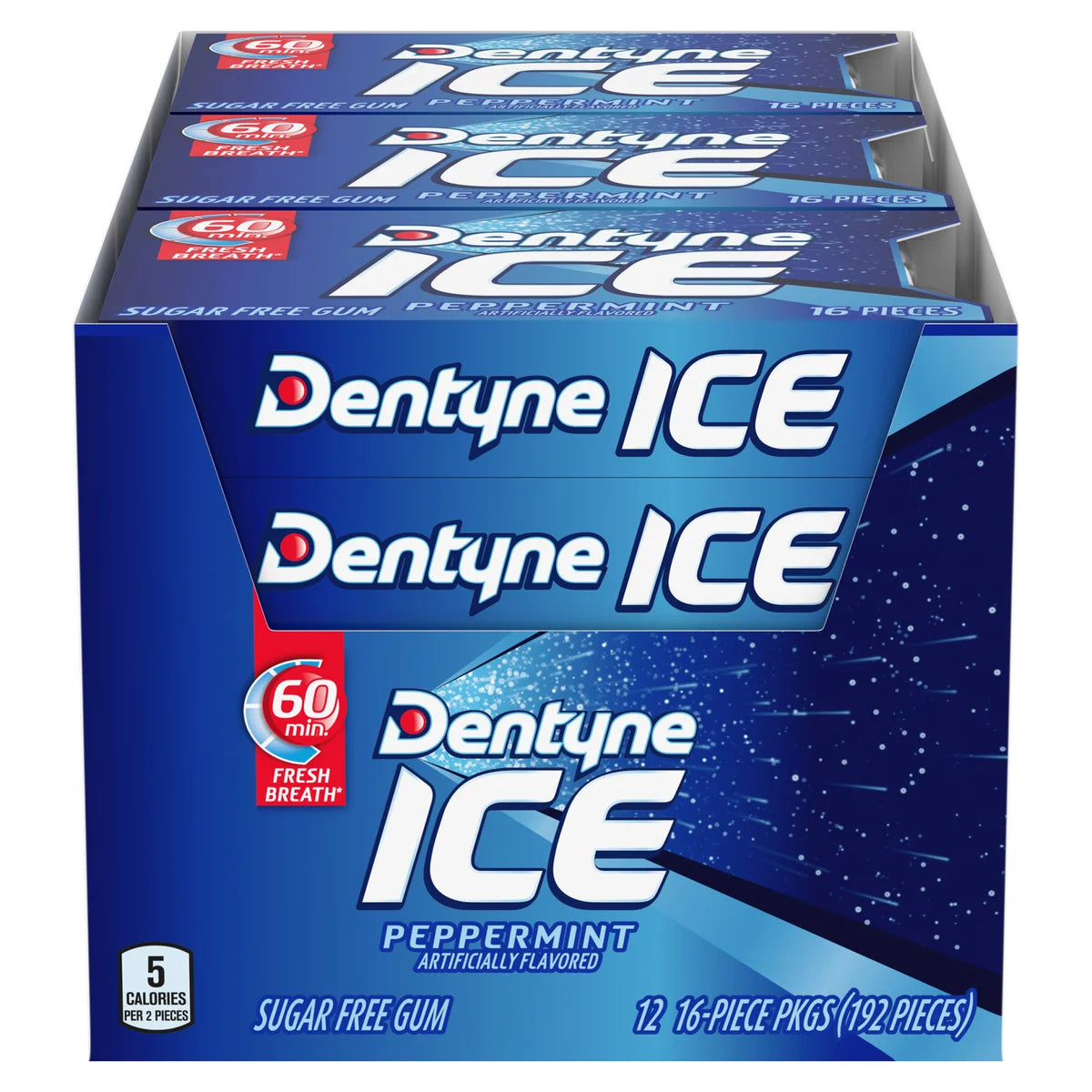 Dentyne Ice Sugar Free Gum, Peppermint, 16 Pieces, 12 ct