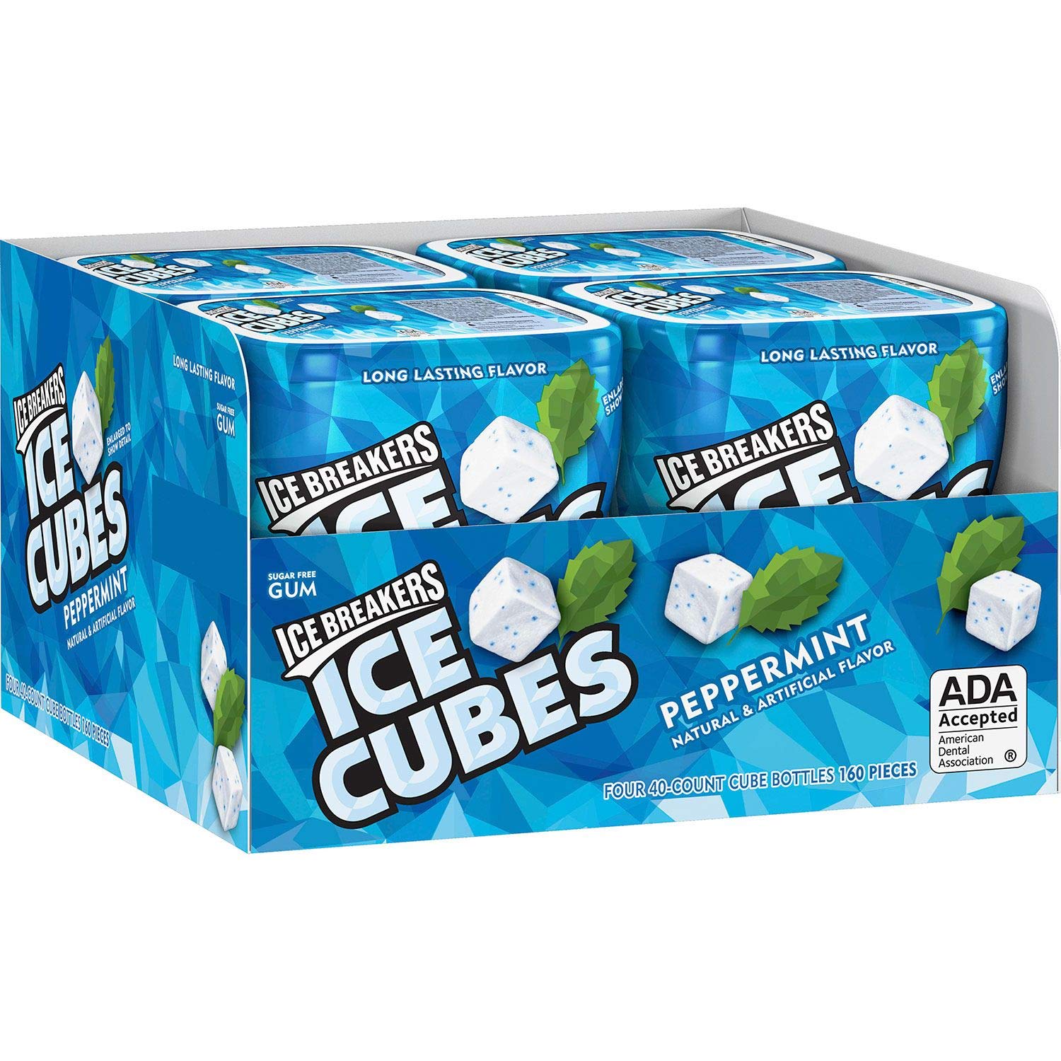 Ice Breakers Ice Cubes Sugar Free Gum, Peppermint, 40 pieces, 4 ct