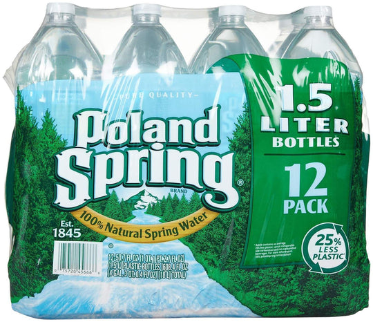 Poland Spring 100% Natural Spring Water, 1.5 Liter, 12 ct