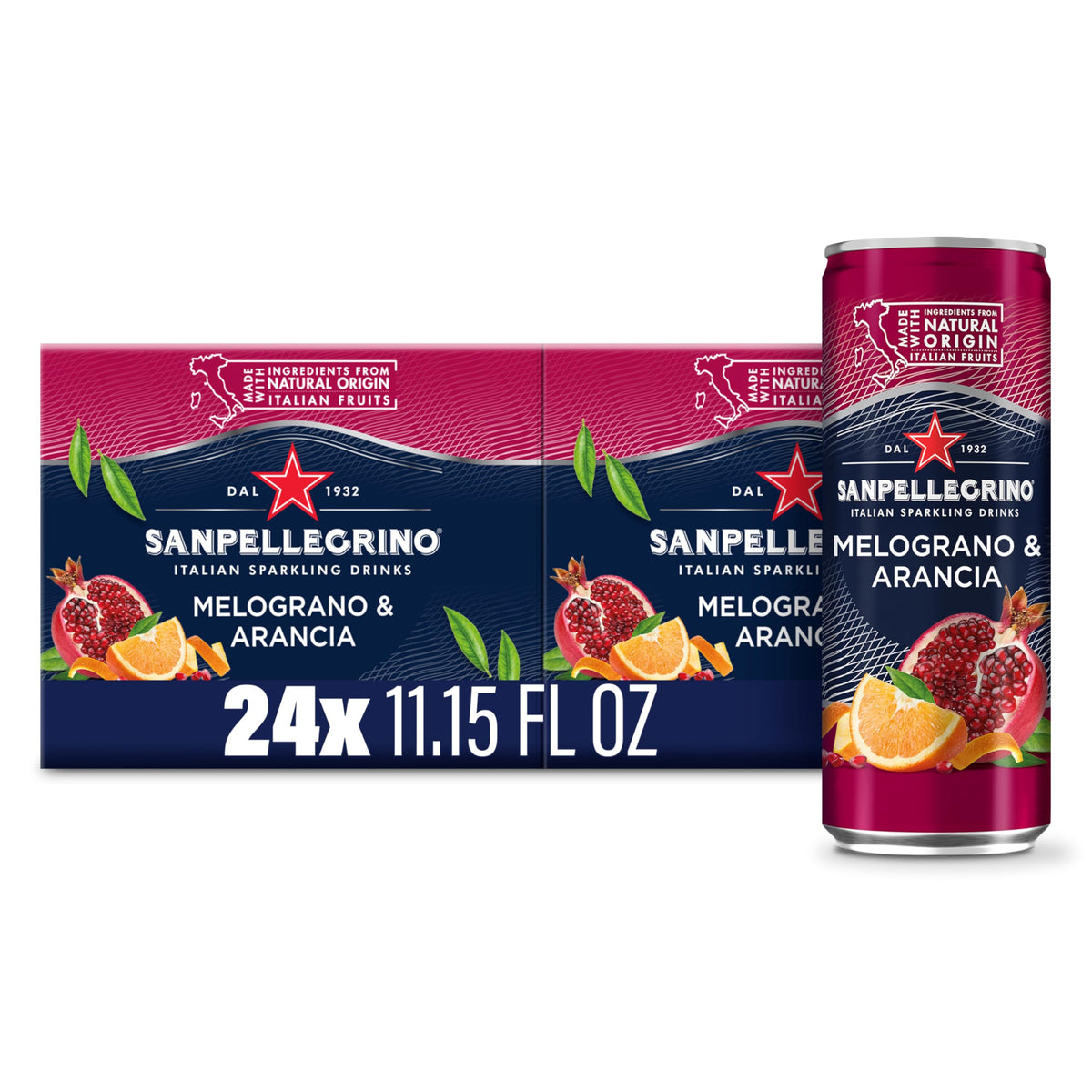 Sanpellegrino Italian Sparkling Drink, Pomegranate and Orange, 11.15 fl oz, 24 ct