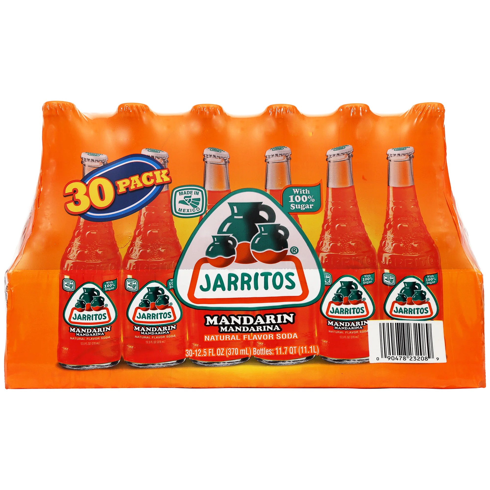 Jarritos Mandarin Soda, 12.5 fl oz Bottles, 30 Pack