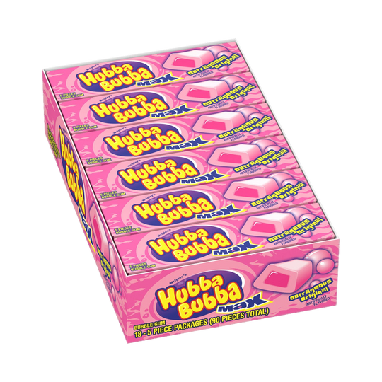Hubba Bubba Max Chewing Gum, Original Bubble Gum, 5 pieces, 18 ct