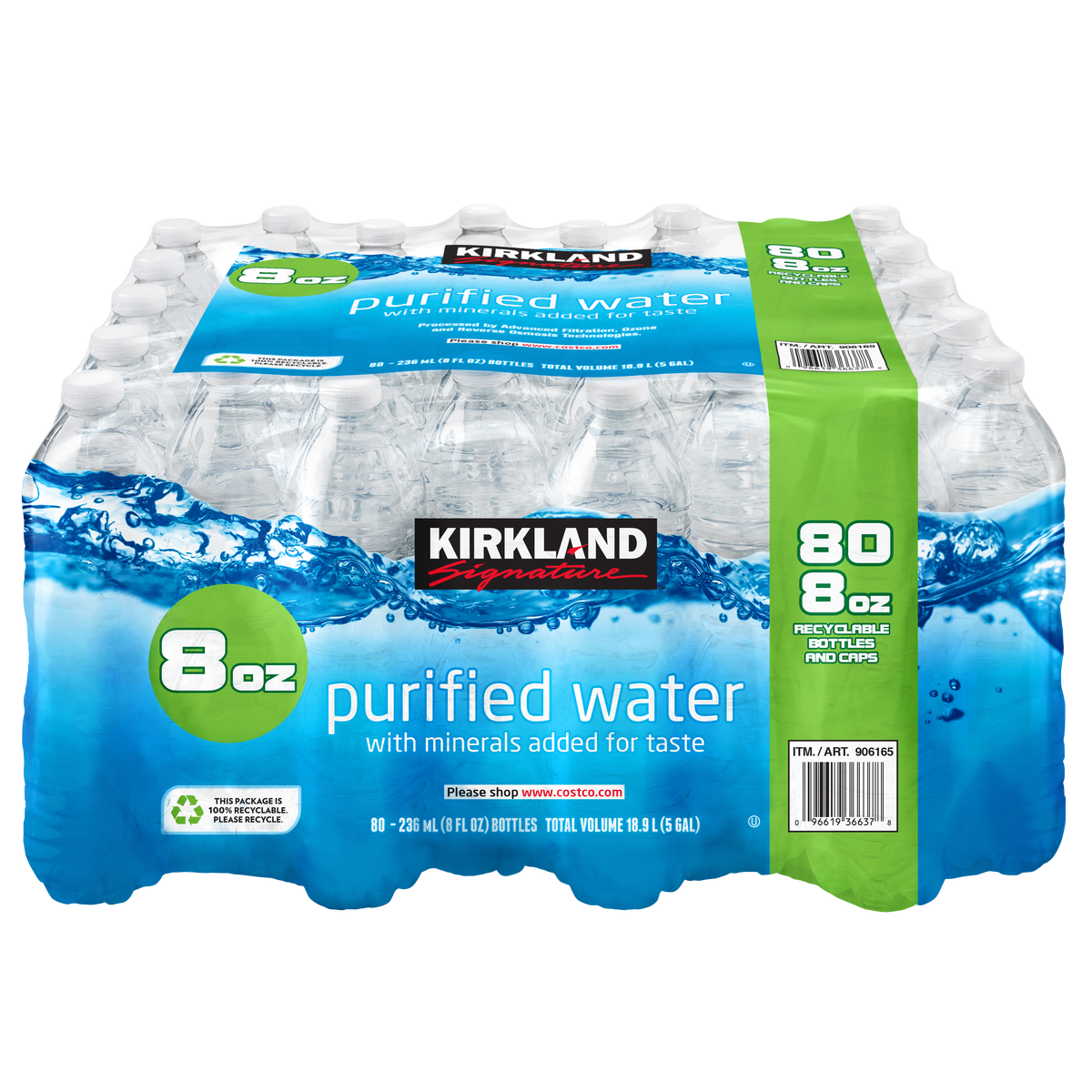 Kirkland Signature Purified Drinking Water, 8 fl oz, 80 ct