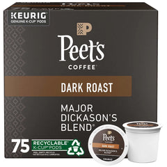 Peet's Coffee Major Dickason's Blend, Dark Roast, Keurig K-Cup Pods, 75 ct