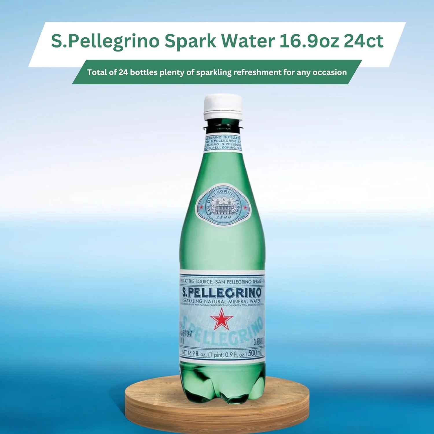 S.Pellegrino Sparkling Natural Mineral Water, 16.9 fl oz, 24 ct