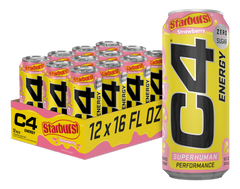 C4 Energy Drink, Zero Sugar, Starburst Strawberry, 16 fl oz, 12 ct