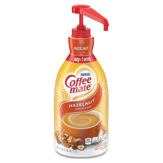 Coffee-mate Liquid Coffee Creamer, Non-Dairy, Hazelnut, 50.7 fl oz, Pump Bottle
