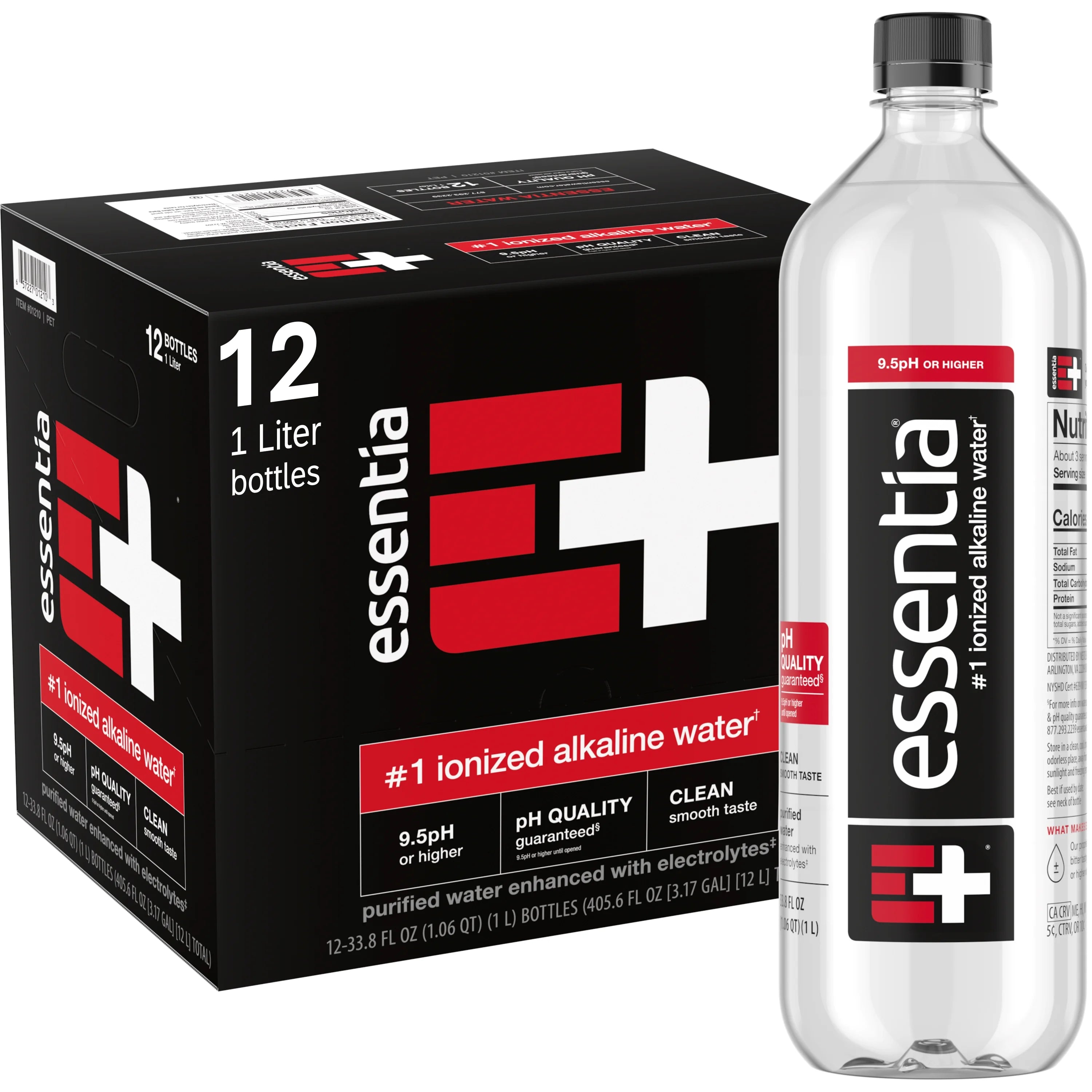 Essentia Ionized Alkaline Water, 1 Liter, 12 ct