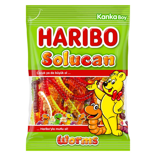 Haribo Sour Worms Gummy Candy, 80g (Halal, Made in Turkey)