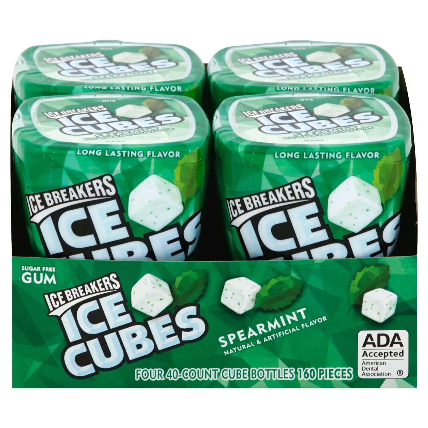 Ice Breakers Ice Cubes Sugar Free Gum, Spearmint, 40 pieces, 4 ct