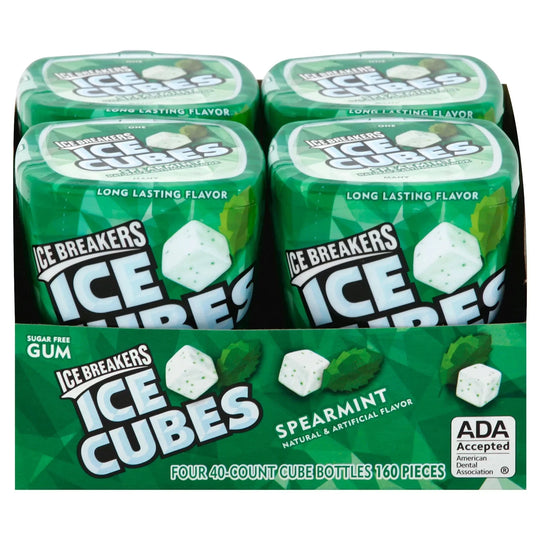 Ice Breakers Ice Cubes Sugar Free Gum, Spearmint, 40 pieces, 4 ct