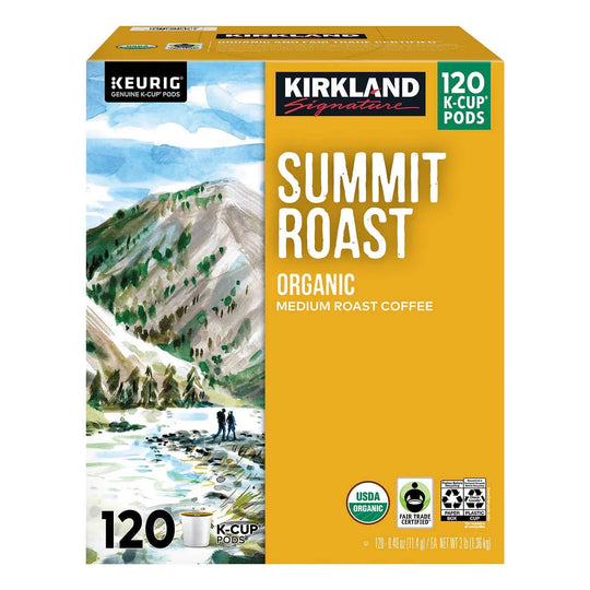 Kirkland Signature Organic Summit Roast Coffee, Medium Roast, Keurig K-Cup Pods, 120 ct
