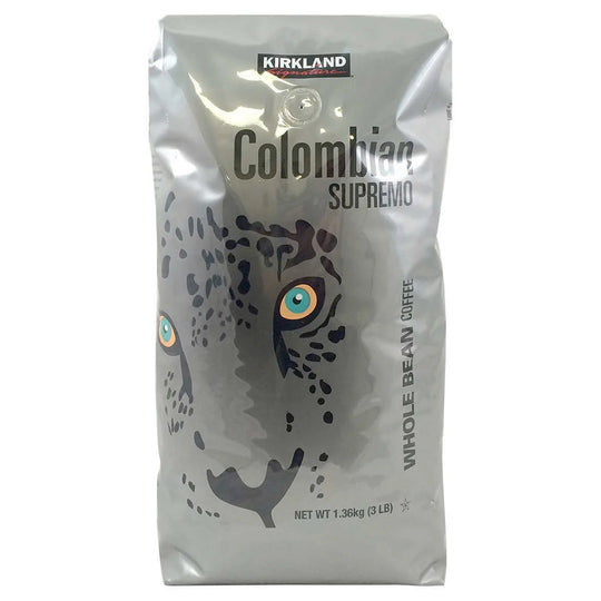 Kirkland Signature Colombian Supremo Whole Bean Coffee, Medium Roast, 3 lbs