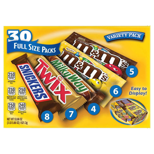 Mars Chocolate Candy Bars, Full Size, Variety Pack, 30 ct