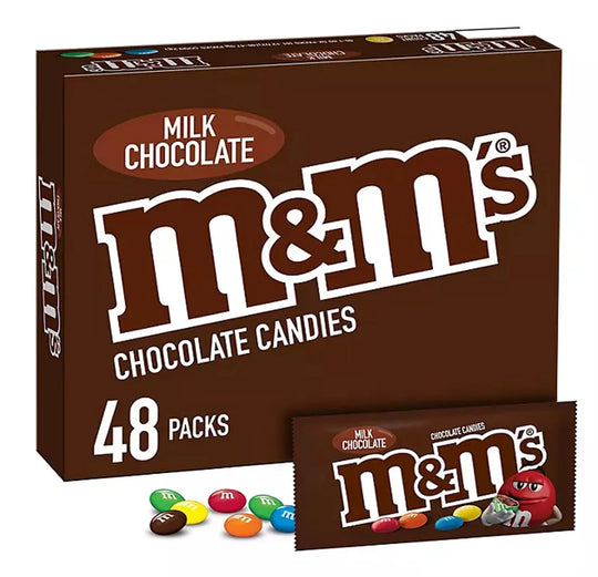 M&M'S Full Size Chocolate Candy, Milk Chocolate, 1.69 oz, 48 ct