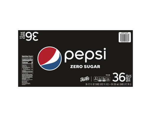 Pepsi Zero Sugar, 12 fl oz Cans, 36 Pack