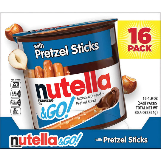 Nutella & Go Hazelnut Spread with Pretzel Sticks, 1.9 oz, 16 ct