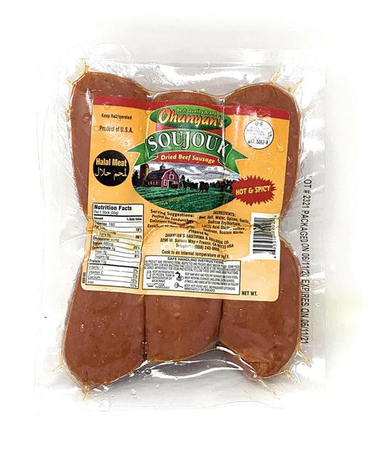 Ohanyan's Dried Beef Sausage (Sucuk/Soujouk), Hot, 1 lb
