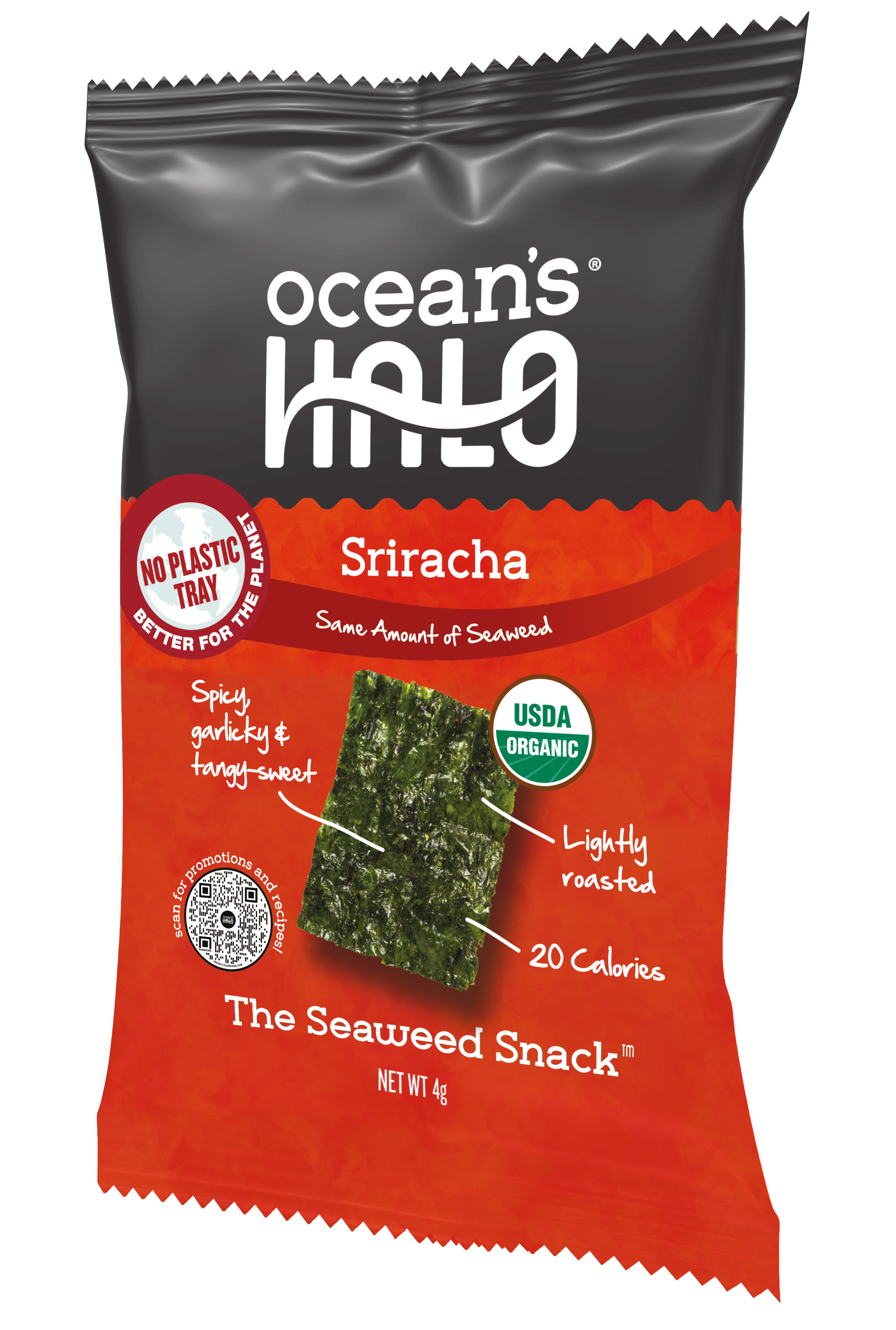 Ocean's Halo Organic Seaweed Snack, Maui Onion & Sea Salt, 0.14 oz, 25 ct