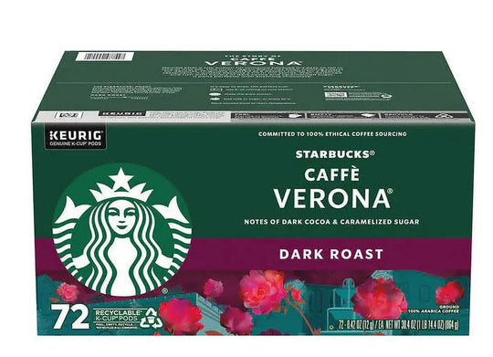 Starbucks Caffe Verona Coffee, Dark Roast, Keurig K-Cup Pods, 72 ct