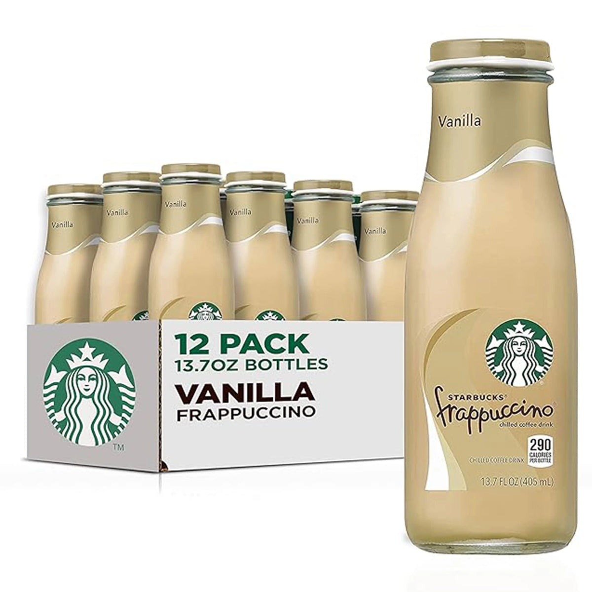 Starbucks Frappuccino Chilled Coffee Drink, Vanilla, 13.7 fl oz, 12 ct
