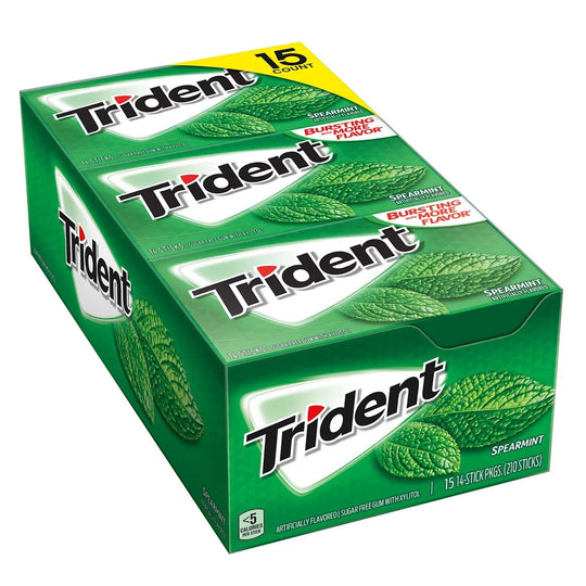 Trident Sugar Free Gum, Spearmint, 14 Pieces, 15 ct
